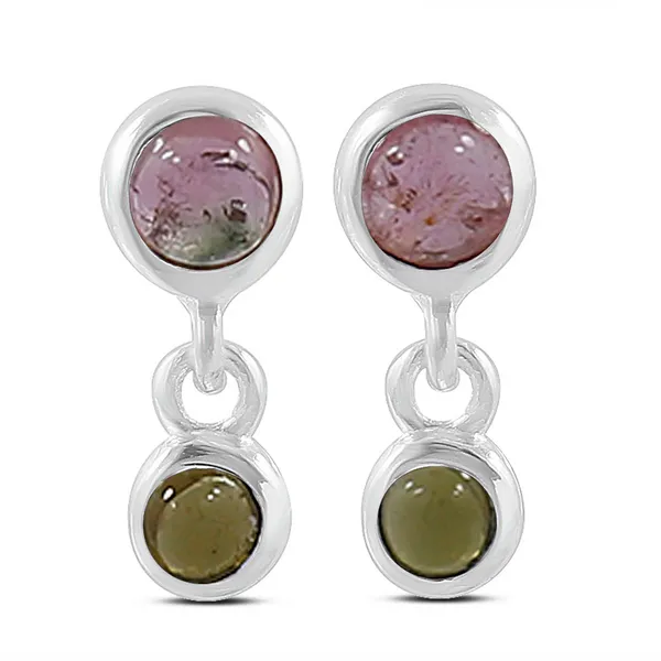 Sterling Silver 2-Bezel Tourmaline Stud Earrings Erica DelGardo Jewelry Designs Houston, TX