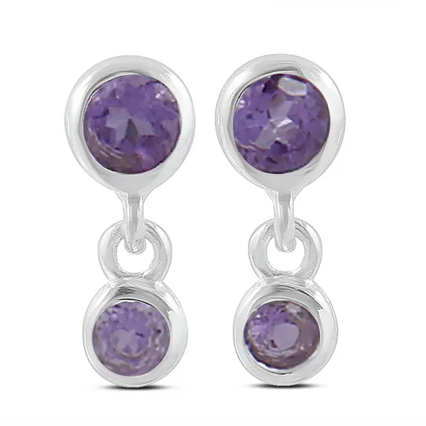 Sterling Silver 2-Bezel Amethyst Stud Earrings Erica DelGardo Jewelry Designs Houston, TX