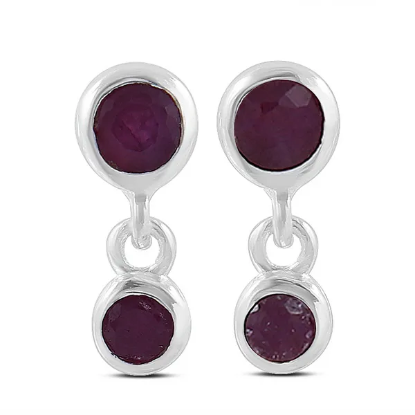 Sterling Silver 2-Bezel Ruby Stud Earrings Erica DelGardo Jewelry Designs Houston, TX