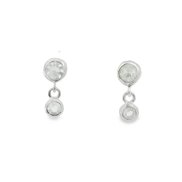Sterling Silver 2-Bezel Rainbow Moonstone Stud Earrings Erica DelGardo Jewelry Designs Houston, TX