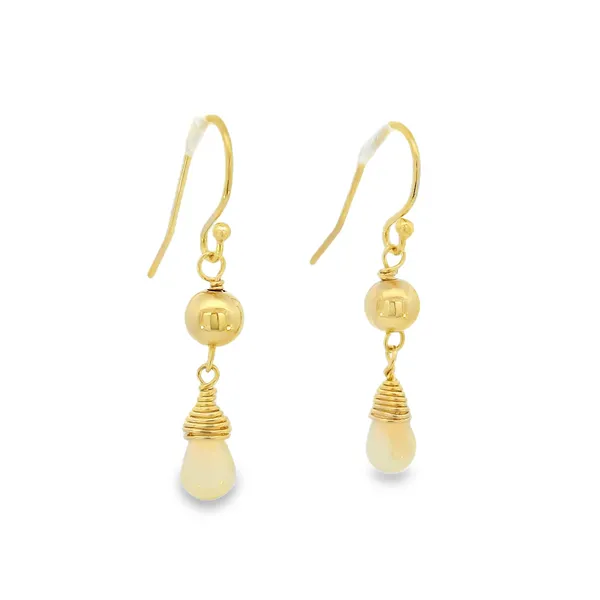 14K Gold Filled Petite Opal Dangle Earrings Image 2 Erica DelGardo Jewelry Designs Houston, TX