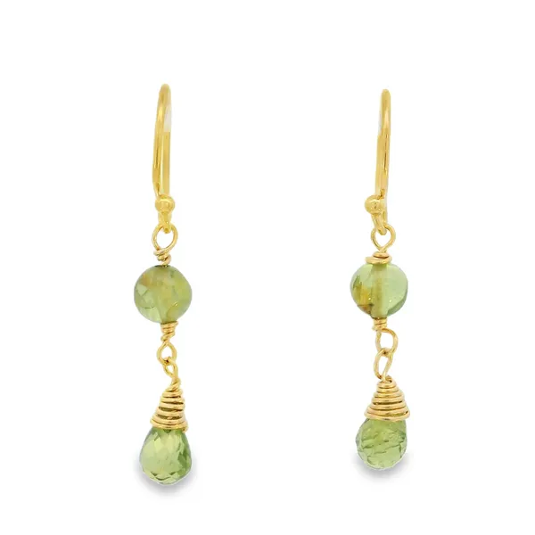 14K Gold Filled Petite Peridot Dangle Earrings Erica DelGardo Jewelry Designs Houston, TX