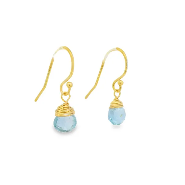 14K Gold Filled Petite Blue Topaz Dangle Earrings Image 2 Erica DelGardo Jewelry Designs Houston, TX