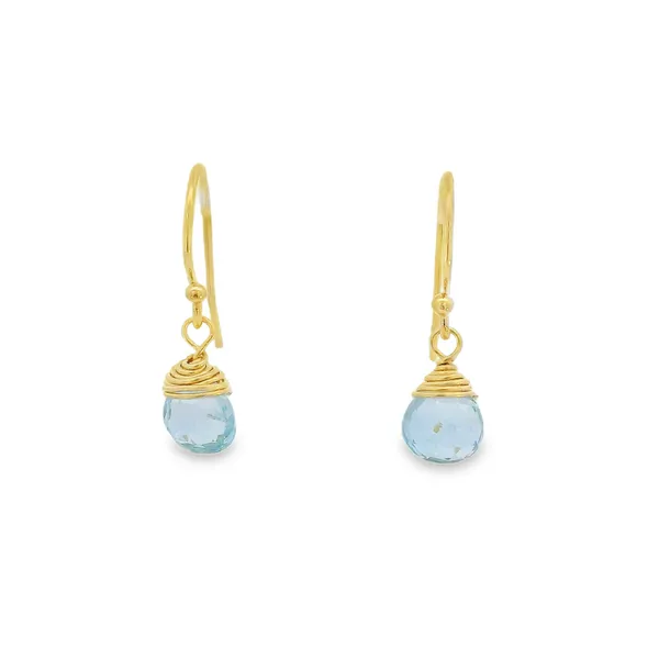 14K Gold Filled Petite Blue Topaz Dangle Earrings Erica DelGardo Jewelry Designs Houston, TX