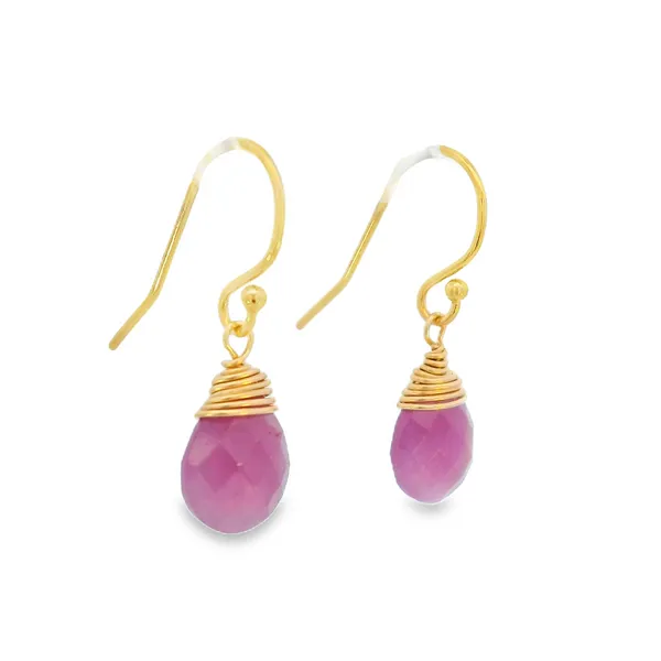 14K Gold Filled Petite Ruby Dangle Earrings Image 2 Erica DelGardo Jewelry Designs Houston, TX