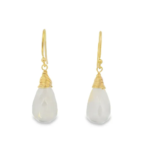 14K Gold Filled Pearl Chalcedony Dangle Earrings Erica DelGardo Jewelry Designs Houston, TX