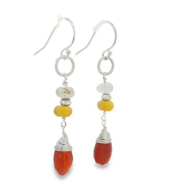 S.S. Carnelian and Yellow Opal Dangle Earrings Image 2 Erica DelGardo Jewelry Designs Houston, TX