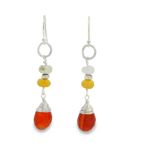 S.S. Carnelian and Yellow Opal Dangle Earrings Erica DelGardo Jewelry Designs Houston, TX