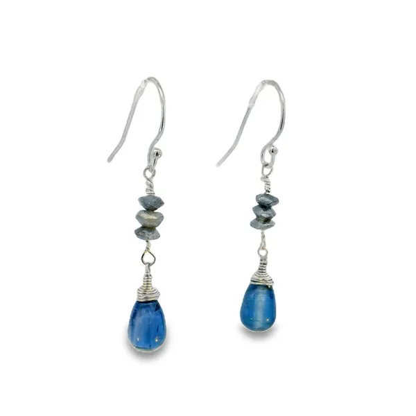 S.S. Iolite and Diamond Labradorite Dangle Earrings Image 2 Erica DelGardo Jewelry Designs Houston, TX