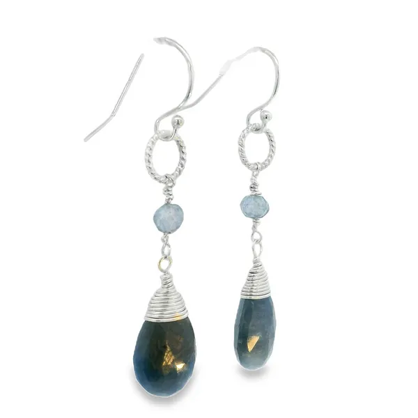S.S. Paraiba Quartz and Sapphire Earrings Image 2 Erica DelGardo Jewelry Designs Houston, TX