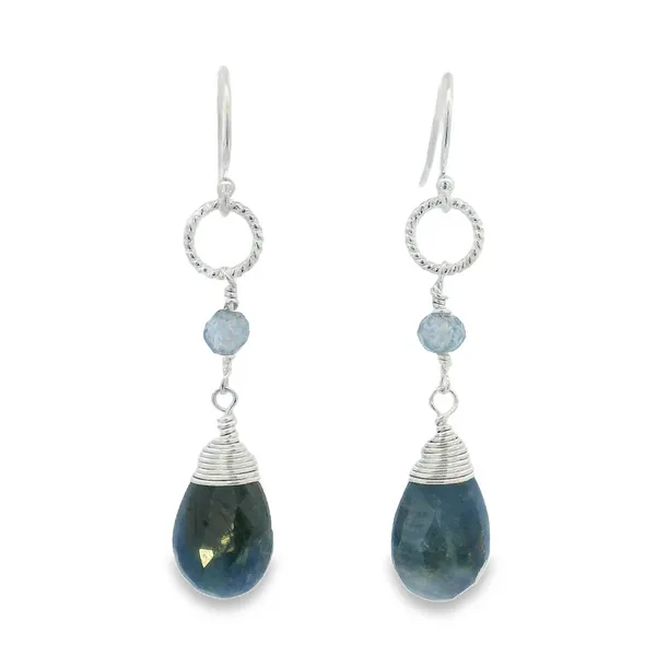 S.S. Paraiba Quartz and Sapphire Earrings Erica DelGardo Jewelry Designs Houston, TX