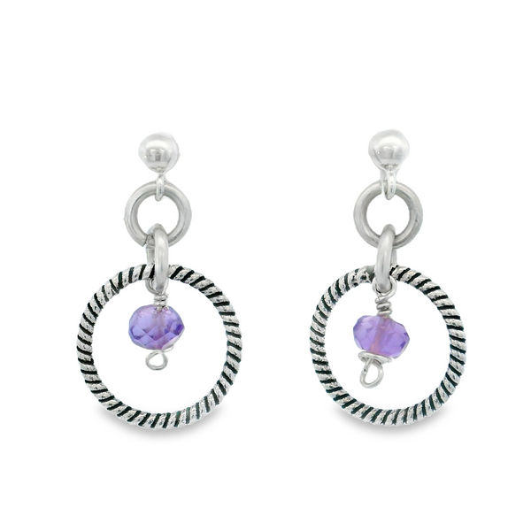 Sterling Silver Dainty Amethyst Earrings Erica DelGardo Jewelry Designs Houston, TX