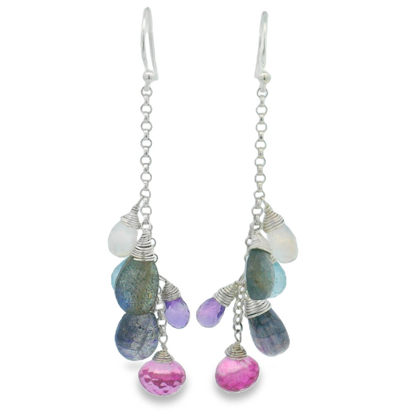 Sterling Silver Multi-Stone Dangle Earrings Erica DelGardo Jewelry Designs Houston, TX