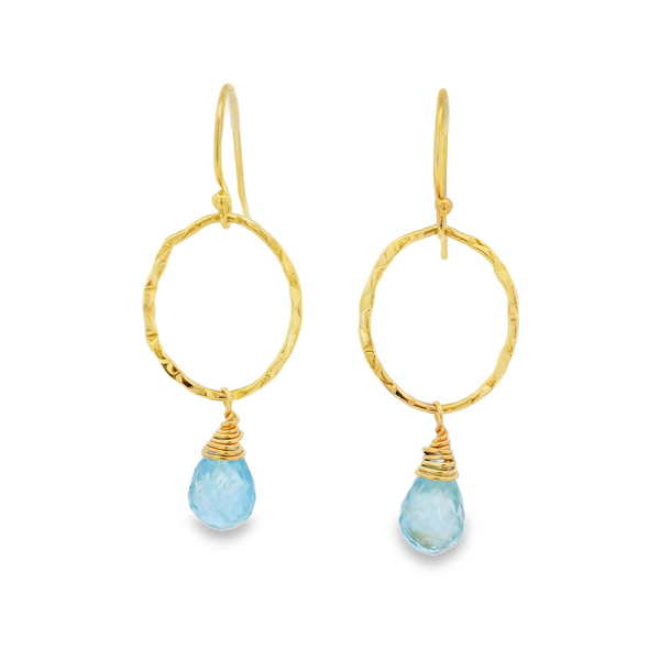 14K Gold Filled Wire Wrapped Aquamarine Earrings Erica DelGardo Jewelry Designs Houston, TX