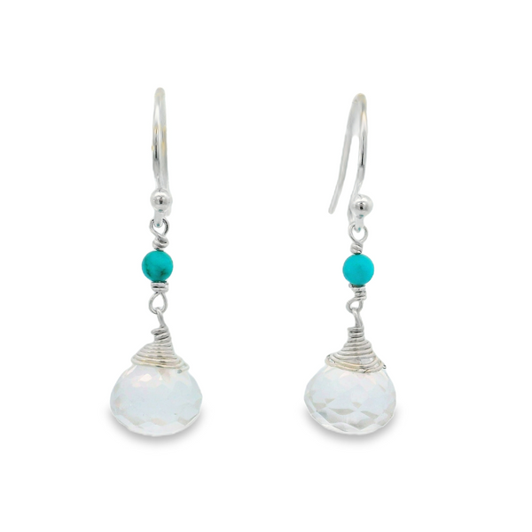 Sterling Silver Quartz & Turquoise Dangle Earrings Erica DelGardo Jewelry Designs Houston, TX