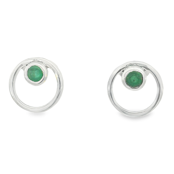 Sterling Silver Emerald Orbit Studs Erica DelGardo Jewelry Designs Houston, TX