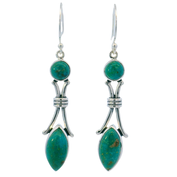 Sterling Silver Elegant Mexican Turquoise Drop Earrings Erica DelGardo Jewelry Designs Houston, TX