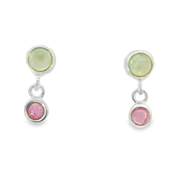 Sterling Silver 2-Bezel Tourmaline Earrings Erica DelGardo Jewelry Designs Houston, TX