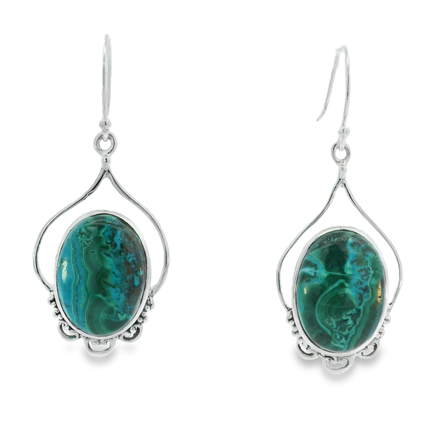 Sterling Silver Malachite Chrysocolla Earrings Erica DelGardo Jewelry Designs Houston, TX