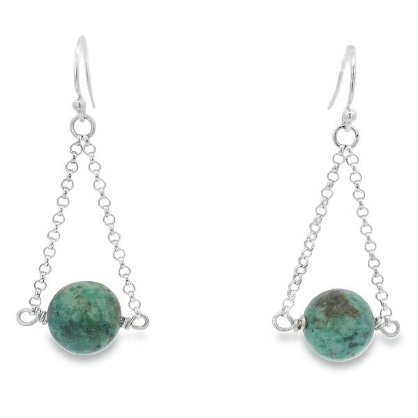 Sterling Silver Natural Turquoise & Chain Earrings Erica DelGardo Jewelry Designs Houston, TX