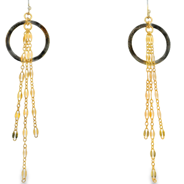 14K Gold Filled & Sterling Silver Black Rhodium Multi-Chain Dangle Earrings Erica DelGardo Jewelry Designs Houston, TX