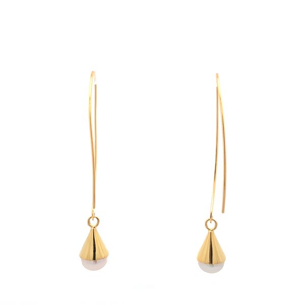 Sterling Silver GP Thin Earrings w/ Pearl Dangle Erica DelGardo Jewelry Designs Houston, TX