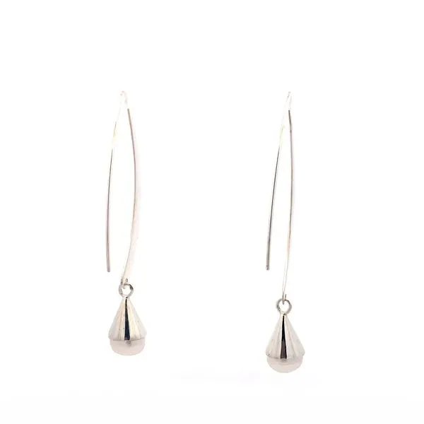 Sterling Silver Thin Earrings w/ Pearl Dangle Image 4 Erica DelGardo Jewelry Designs Houston, TX