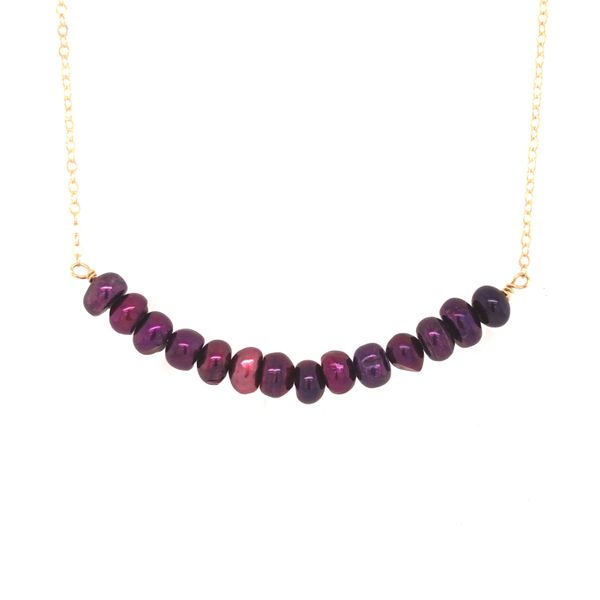 14KYGF Purple Pearl Bar Necklace Erica DelGardo Jewelry Designs Houston, TX