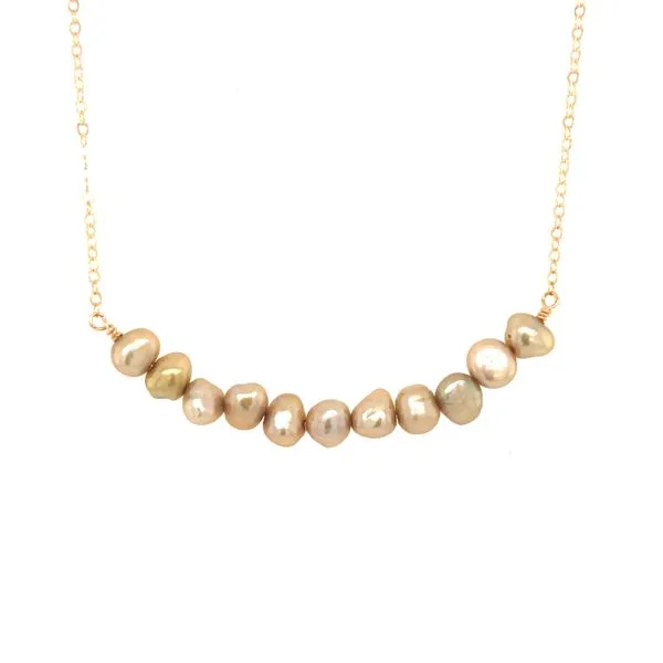 Gold-Filled Cream Pearl Bar Necklace Erica DelGardo Jewelry Designs Houston, TX