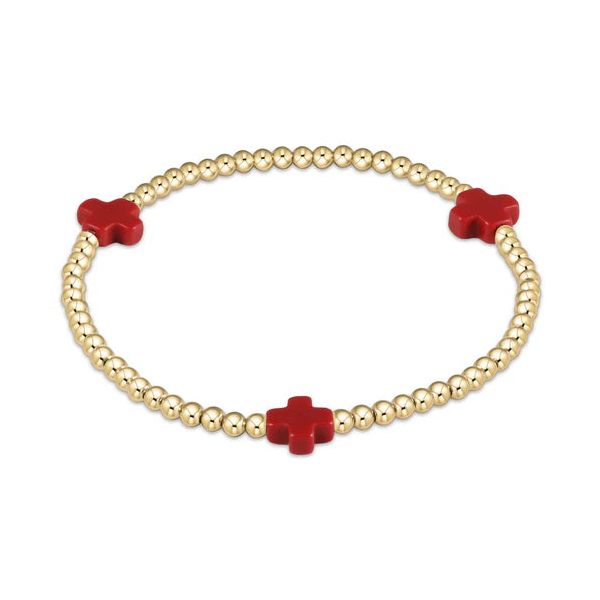 Signature Cross 3mm Gold Bracelet - Red Erica DelGardo Jewelry Designs Houston, TX