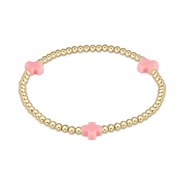 Signature Cross 3mm Gold Bracelet - Pink Erica DelGardo Jewelry Designs Houston, TX