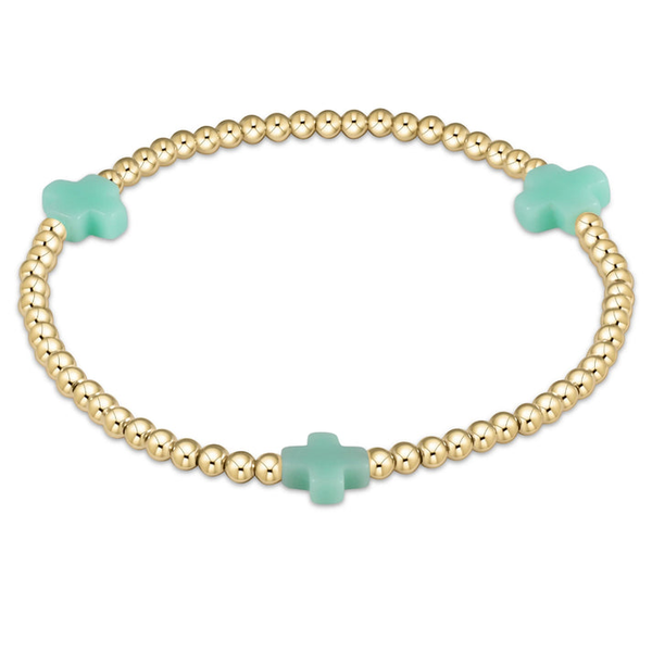 Signature Cross 3mm Gold Bracelet - Mint Erica DelGardo Jewelry Designs Houston, TX