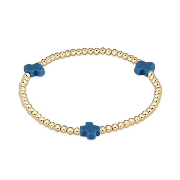 Signature Cross 3mm Gold Bracelet - Cobalt Erica DelGardo Jewelry Designs Houston, TX