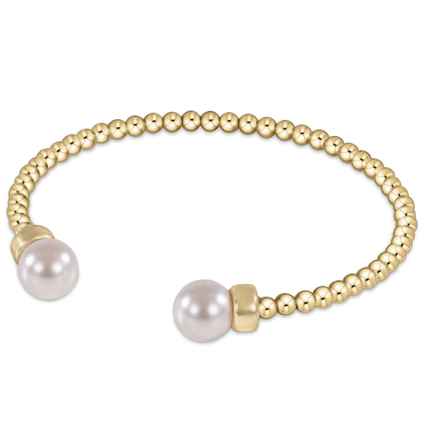 Classic Gold 2mm Bead Cuff - Pearl Erica DelGardo Jewelry Designs Houston, TX