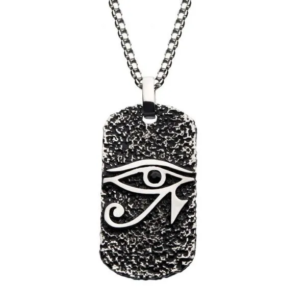 Stainless Steel  Eye of Horus Dog Tag Necklace Erica DelGardo Jewelry Designs Houston, TX