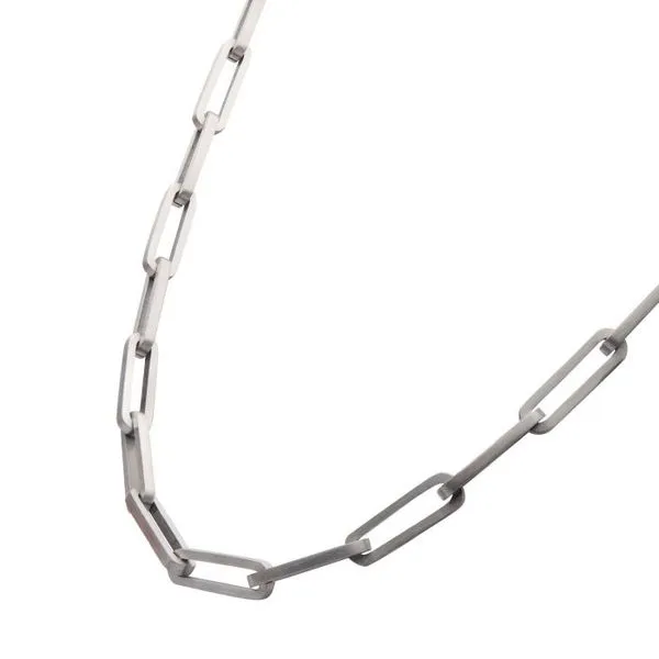 Matte Finish Steel Paperclip Link Chain Necklace Image 3 Erica DelGardo Jewelry Designs Houston, TX