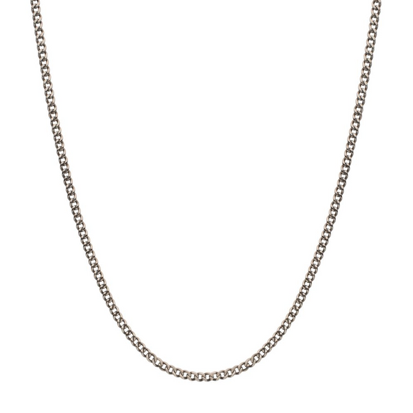 3.5mm Titanium Flat Curb Chain Necklace 18