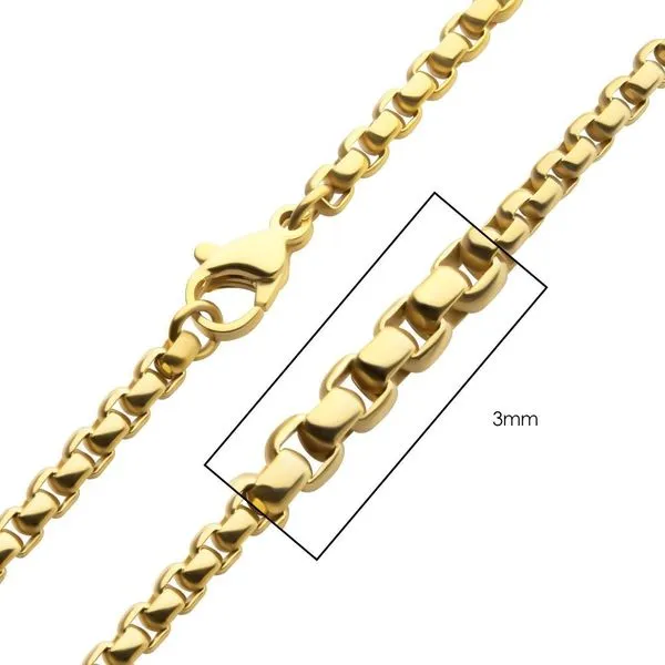 3mm 18Kt Gold IP Titanium Box Chain Necklace  - 20