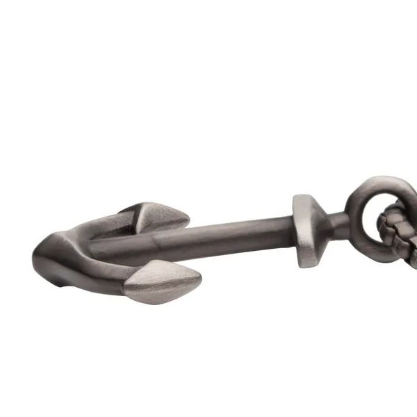 Gun Metal IP Stainless Steel Anchor Pendant with Box Chain 24