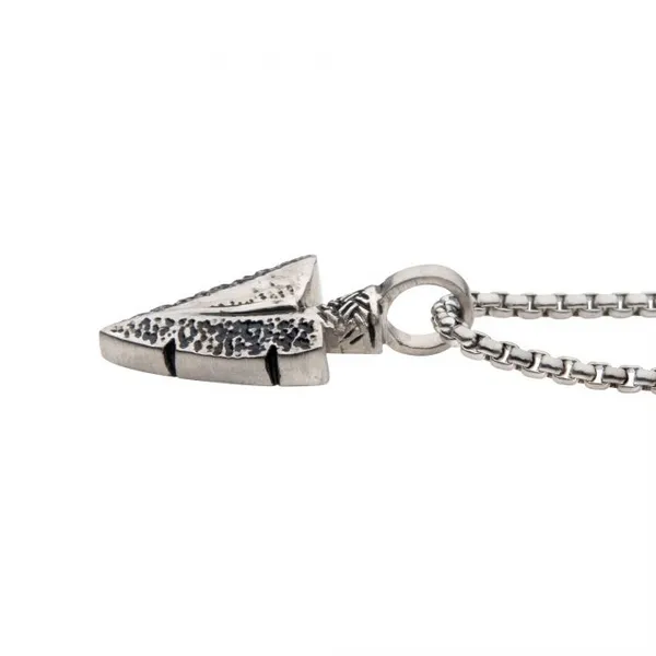 Antiqued Stainless Steel Arrowhead Pendant with Bold Box Chain - 22