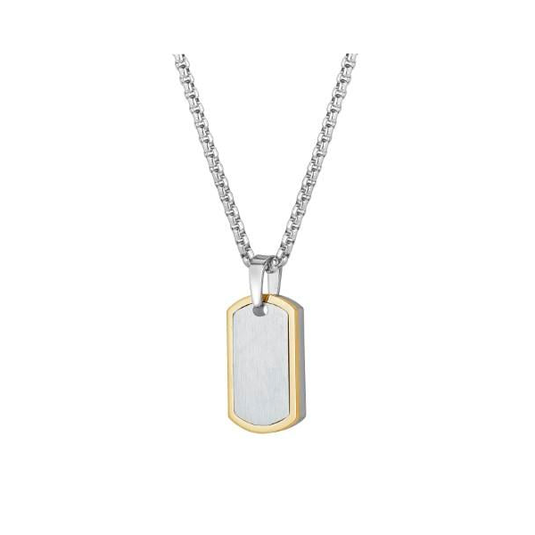Two Tone Gold Plated Stainless Steel Dog Tag Necklace Erica DelGardo Jewelry Designs Houston, TX
