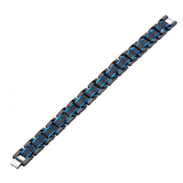 Stainless Steel Black IP & Blue IP Link Bracelet Image 2 Erica DelGardo Jewelry Designs Houston, TX