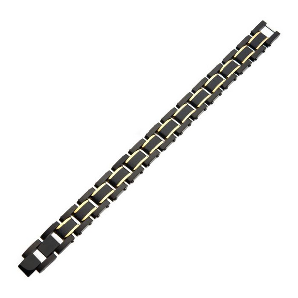 Black Carbon Fiber with Gold Plated Link Bracelet Image 2 Erica DelGardo Jewelry Designs Houston, TX