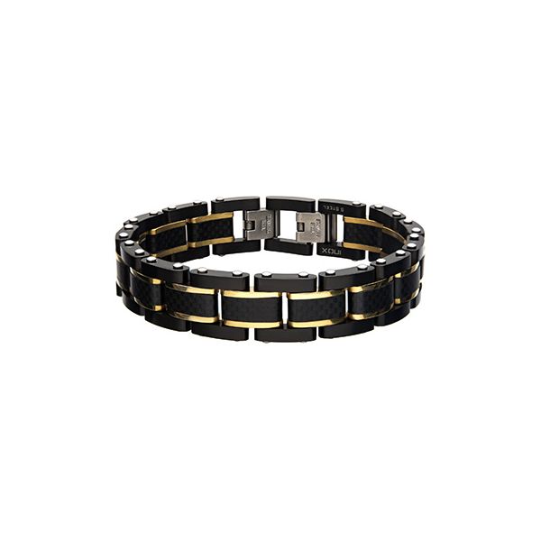 Black Carbon Fiber with Gold Plated Link Bracelet Erica DelGardo Jewelry Designs Houston, TX