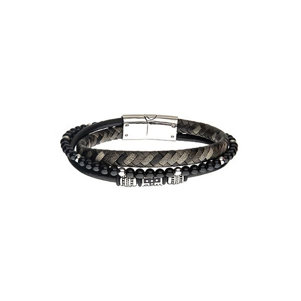 Black Onyx Beads with Black Braided Leather Layered Bracelet Erica DelGardo Jewelry Designs Houston, TX