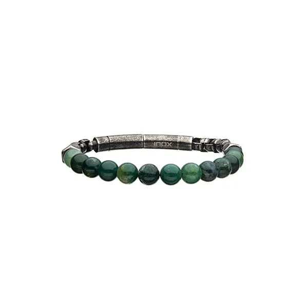 Moss Agate Beads and Box Chain Bracelet Erica DelGardo Jewelry Designs Houston, TX