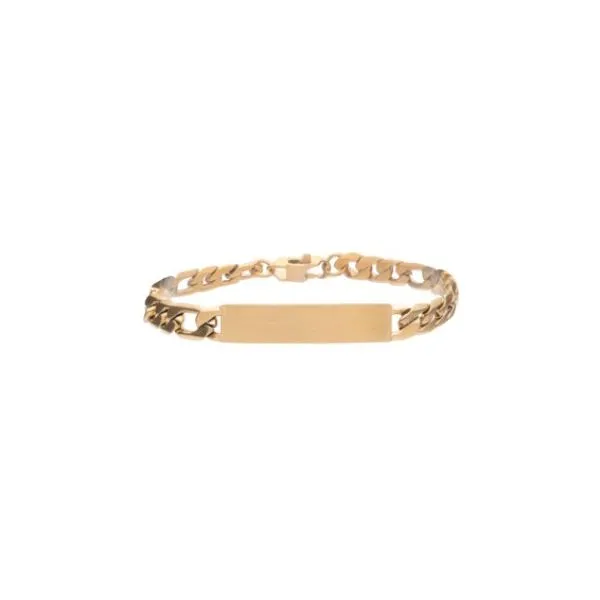 18K Gold IP Engravable Double ID Plate with Curb Chain Bracelet Erica DelGardo Jewelry Designs Houston, TX