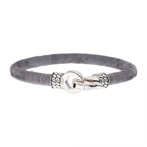 Sterling Silver Gray Soft Python Snake Leather Bracelet Erica DelGardo Jewelry Designs Houston, TX