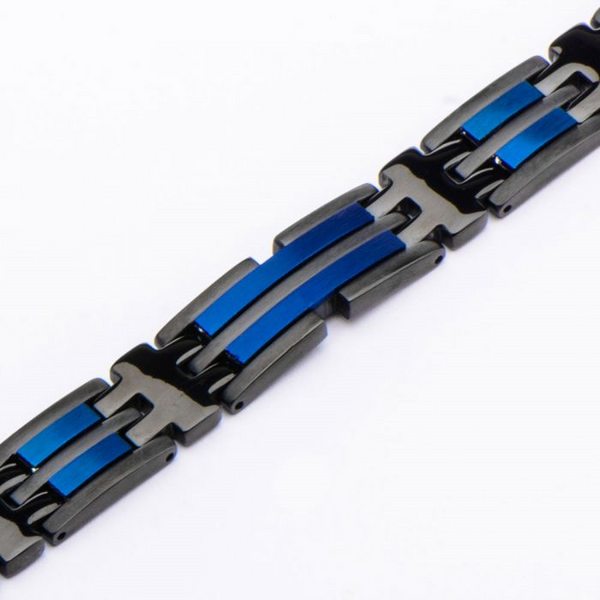 Stainless Steel Black & Blue IP Link Bracelet Image 2 Erica DelGardo Jewelry Designs Houston, TX
