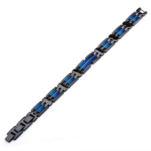 Stainless Steel Black & Blue IP Link Bracelet Image 3 Erica DelGardo Jewelry Designs Houston, TX